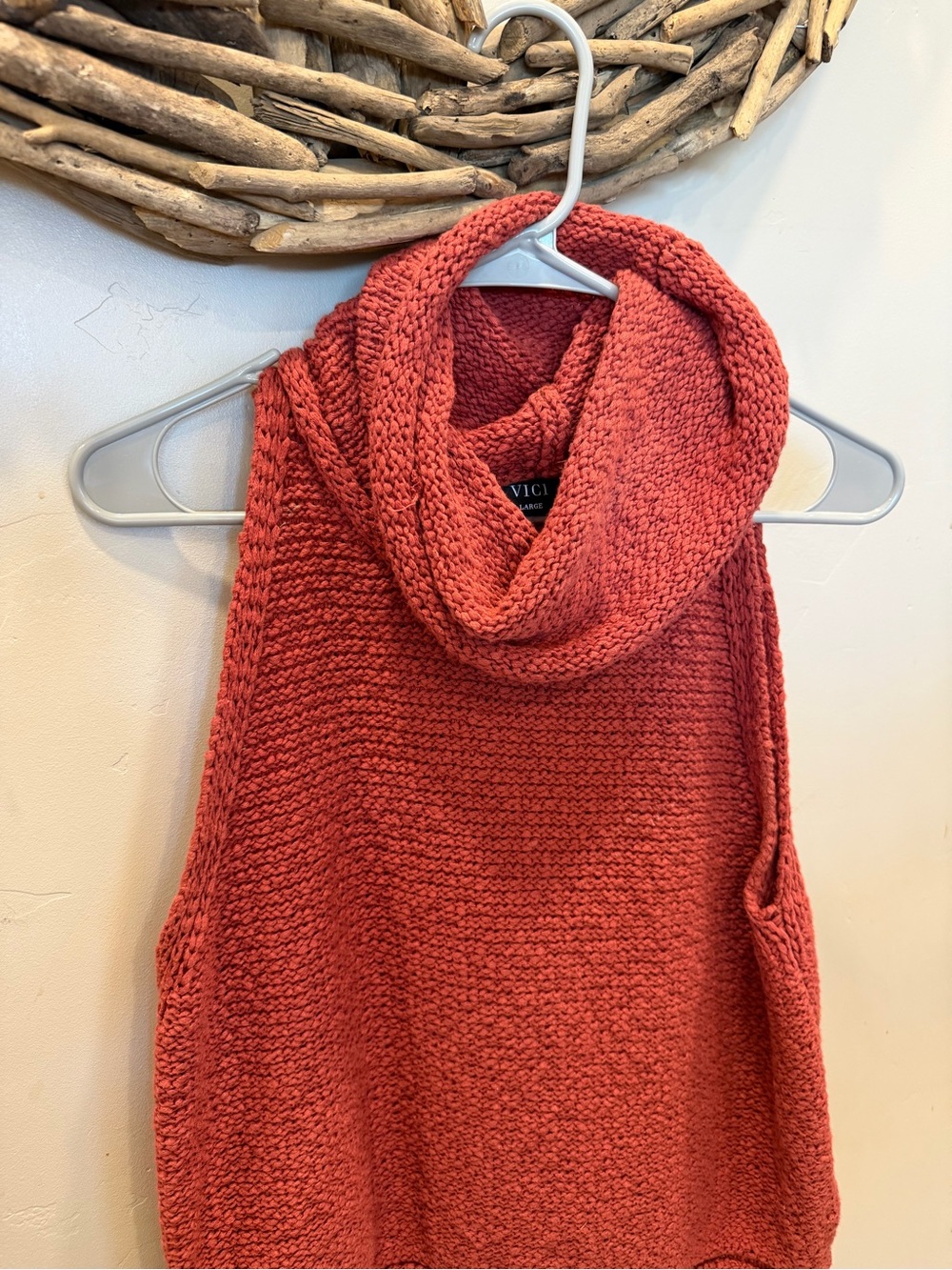 Vici Sleeveless Cowl Neck Sweater Tank in Rust - Picture 3 of 3